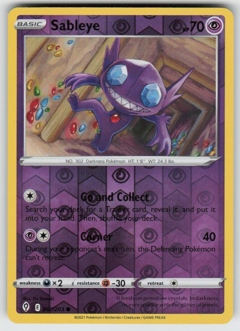 PO-04 Reverse Holo Sableye 067/203 Common Evolving Skies Near Mint