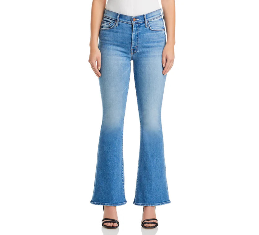 MOTHER The Lil\' Weekender Petites High Rise Flared Jeans MSRP $228