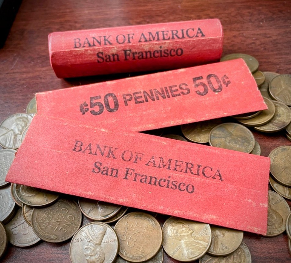 Bank Of America 20x Lot Vintage Style Penny Roll Wrappers Pennies Cent Flats Bank Of America 20x Lot Vintage Style Penny Roll Wrappers Pennies Cent Flats