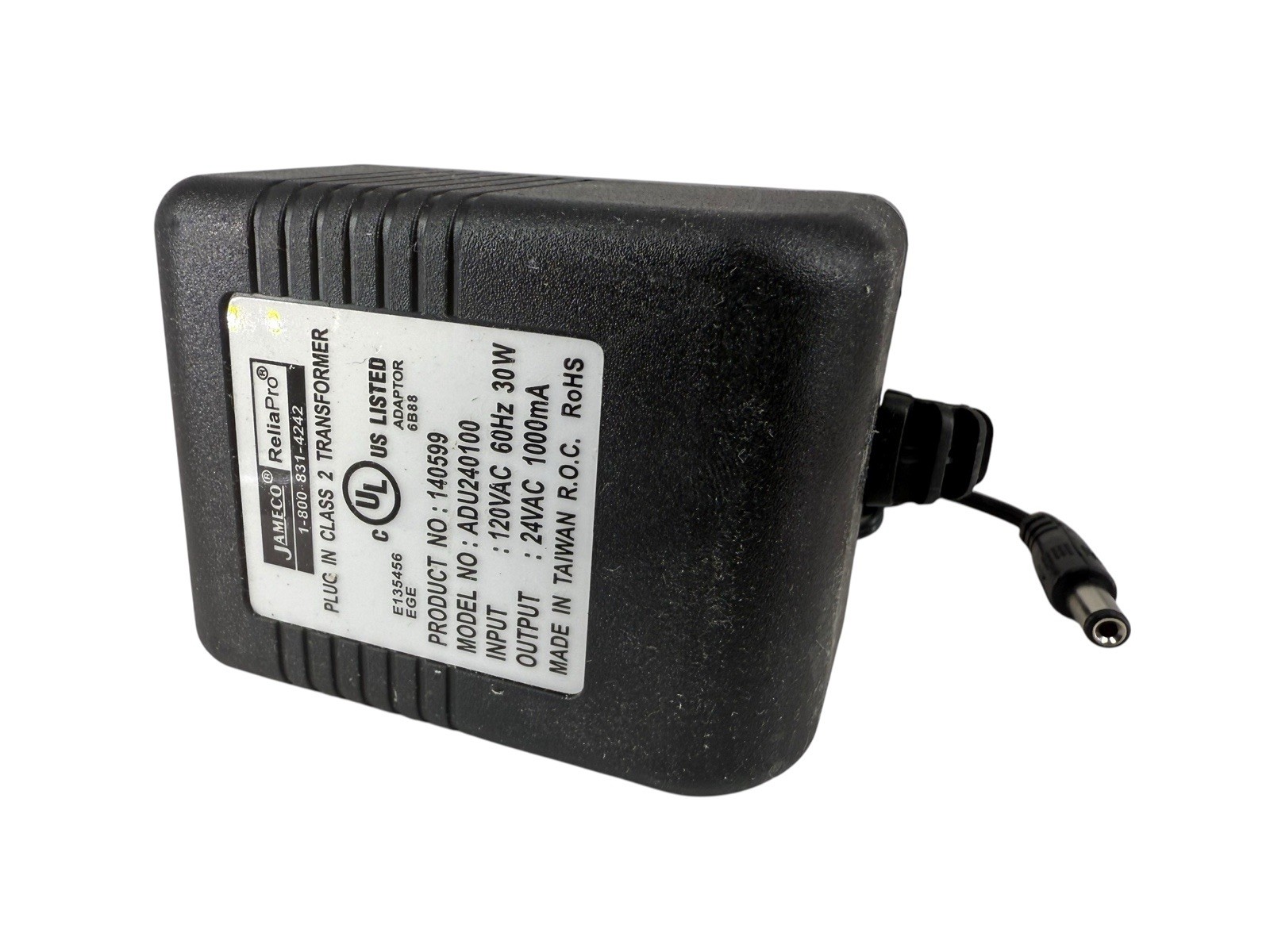 Jameco ReliaPro 140599 ADU240100 24VAC Plug in Class 2 Transformer
