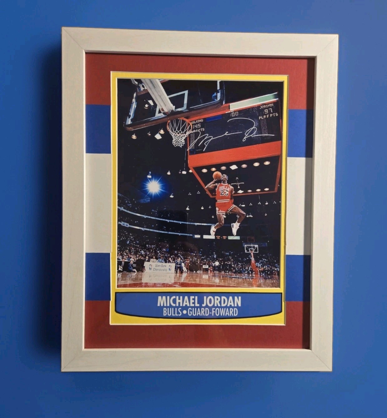 MICHAEL JORDAN CUSTOM FRAMED 8x10 PRINT Replica Auto 1986/87 Fleer Design MICHAEL JORDAN CUSTOM FRAMED 8x10 PRINT Replica Auto 1986/87 Fleer Design