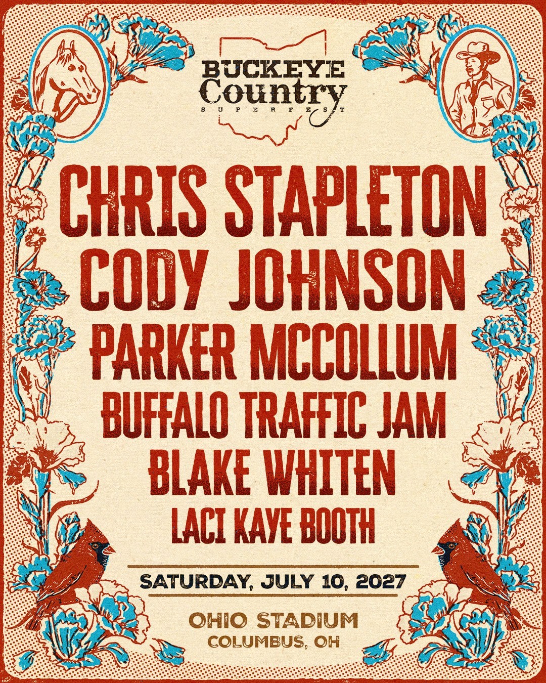 Buckeye Country Superfest 2027 Columbus Ohio Stadium July 10 Poster