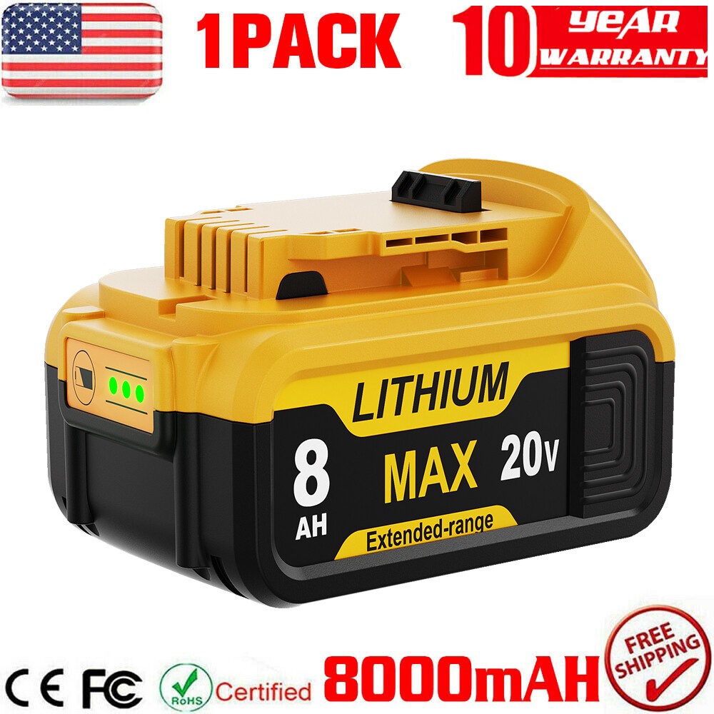 1-10Pack For DeWalt 20V 20 Volt Max XR 8.0AH Lithium Ion Battery DCB206-2 DCB205