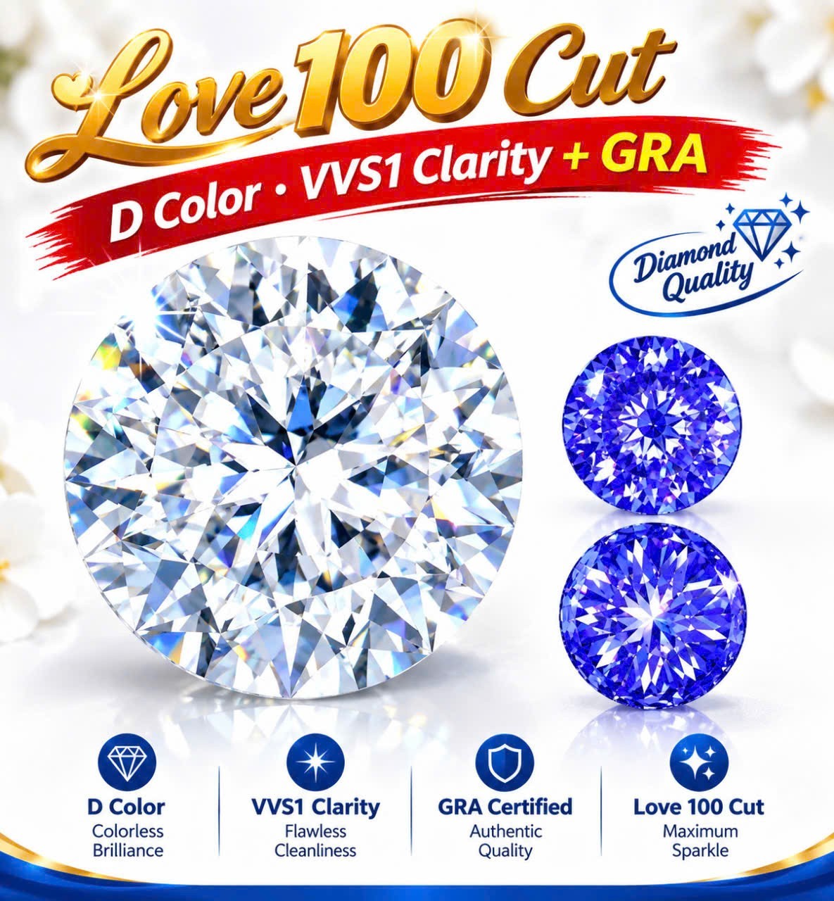 0.1-10CT D Color 100 Facet Moissanite Loose Stone Russian Cut Jewelry