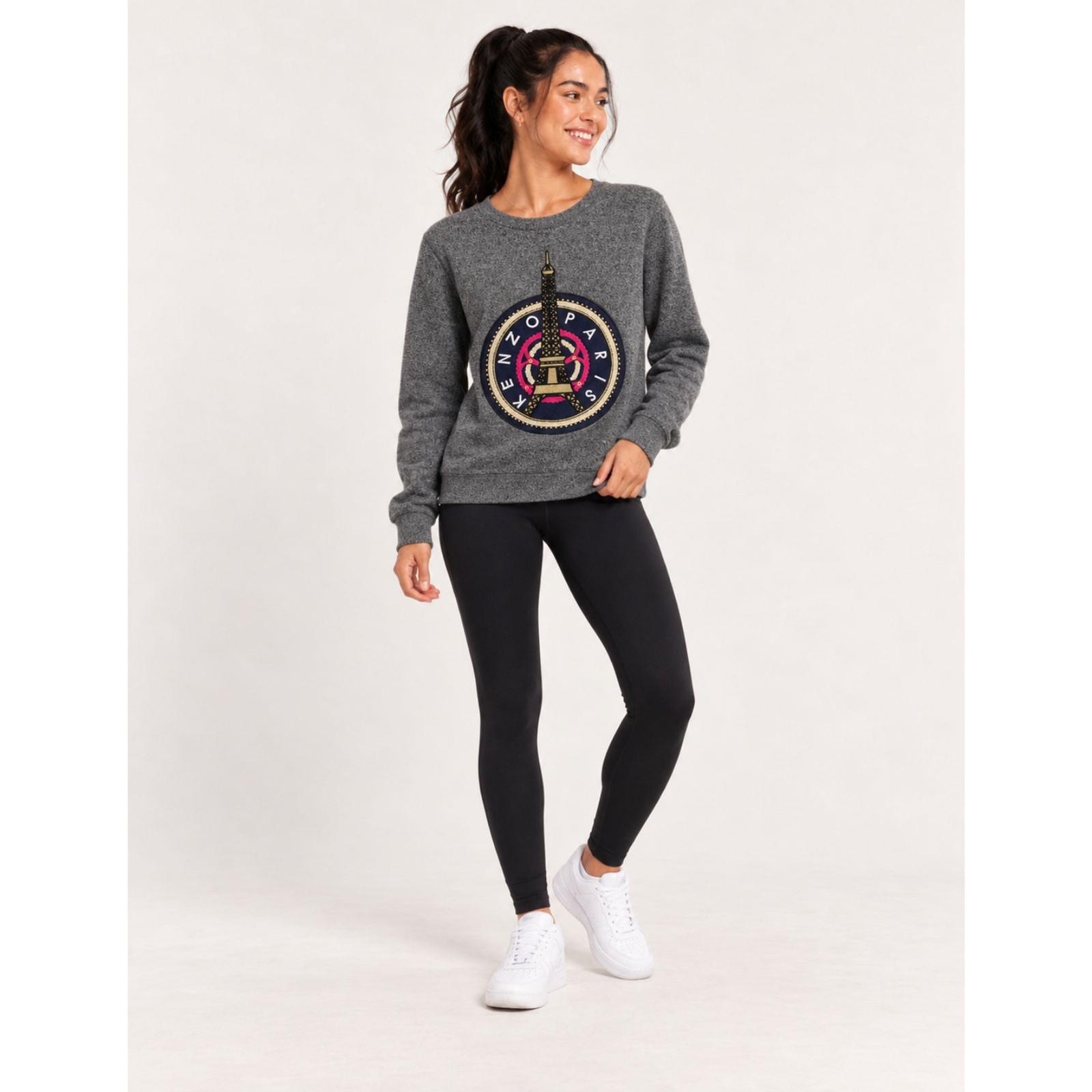 Kenzo Paris Gray Eiffel Tower Graphic Sweatshirt Sweater Size Medium