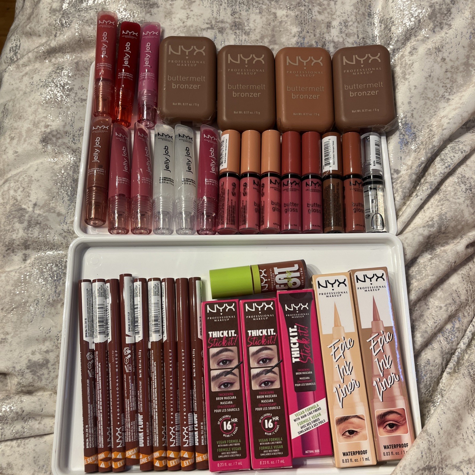 NEW NYX Makeup Lot 37 Pc Buttermelt Bronzer Gloss Jelly Epic Ink Sealed