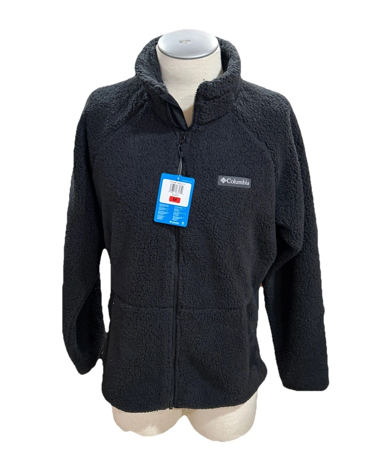 Columbia Fleece Jacket Mens M Black Regular Fit Full Zip
