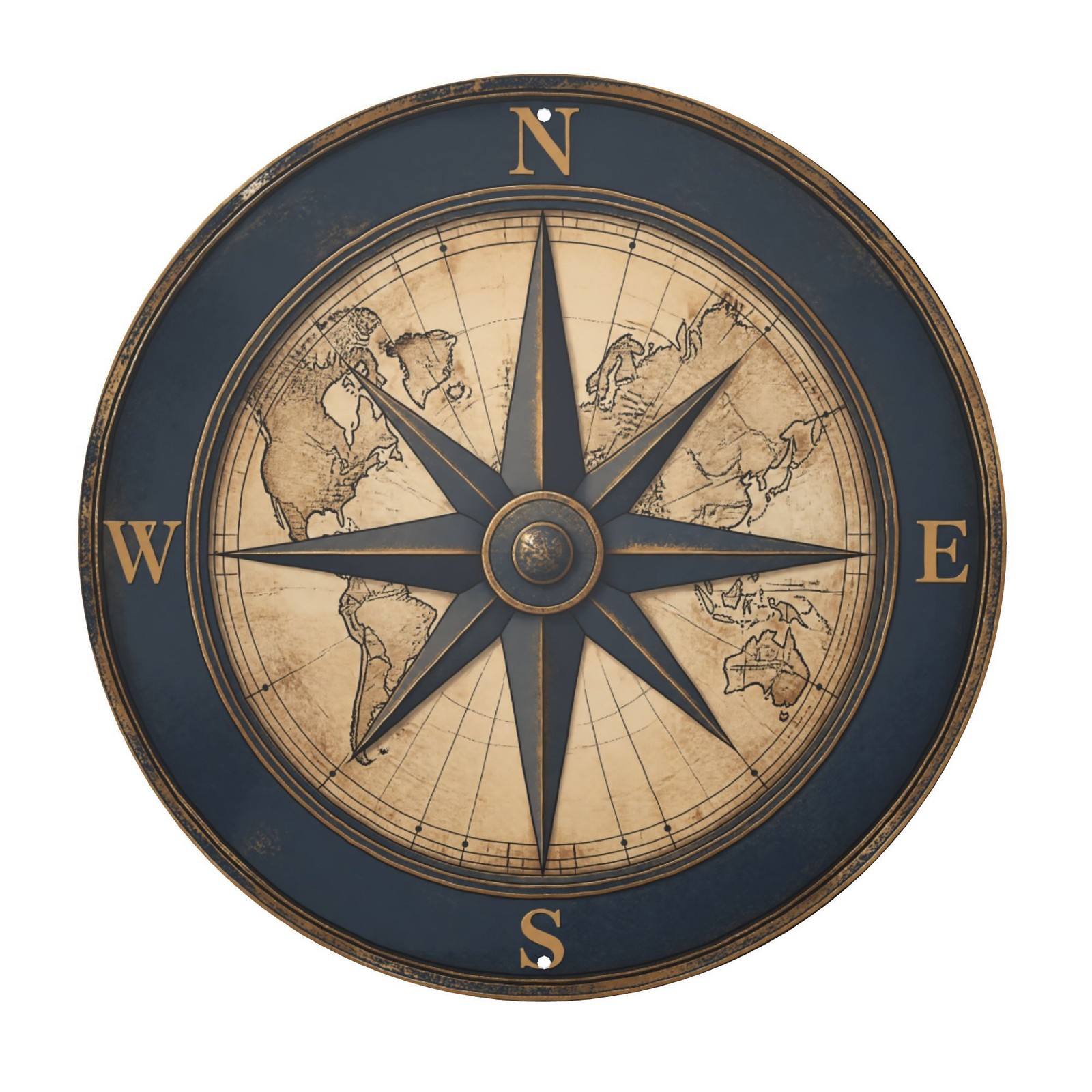 Iron Compass Rose, 8x8 Inch Iron Compass Rose, 8x8 Inch