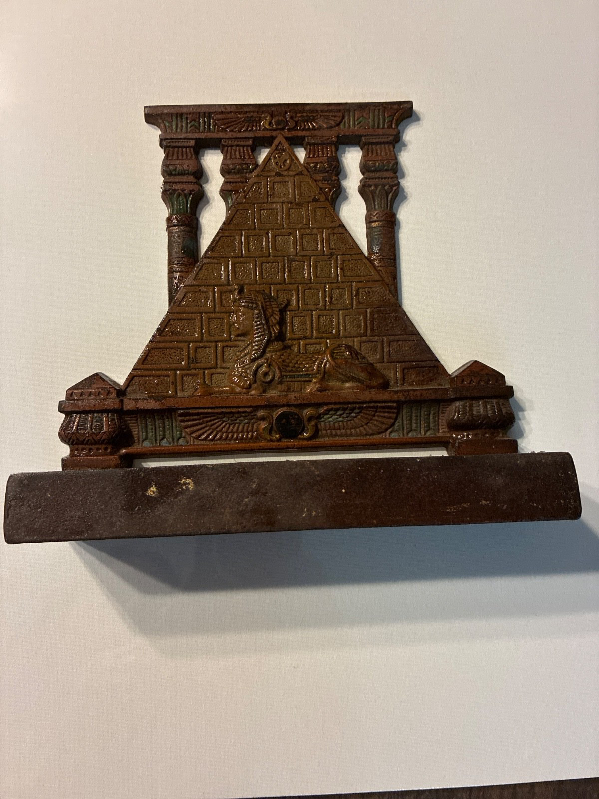 ANTIQUE EGYPTIAN CAST IRON DOORSTOP HEAVY HOME STATUE BOOKEND