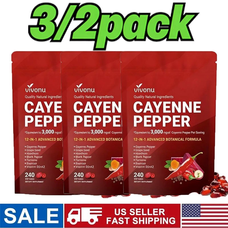 3/2PACK Cayenne Pepper Softgels Supplement - 240 Capsules NEW 