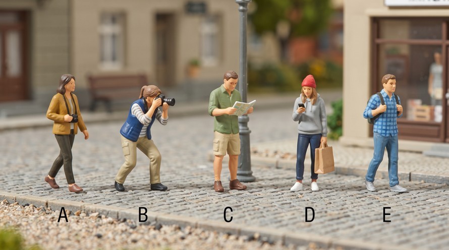 Female Photographer Candid Street Snap Miniature Figures 1:87 1:64 Diorama
