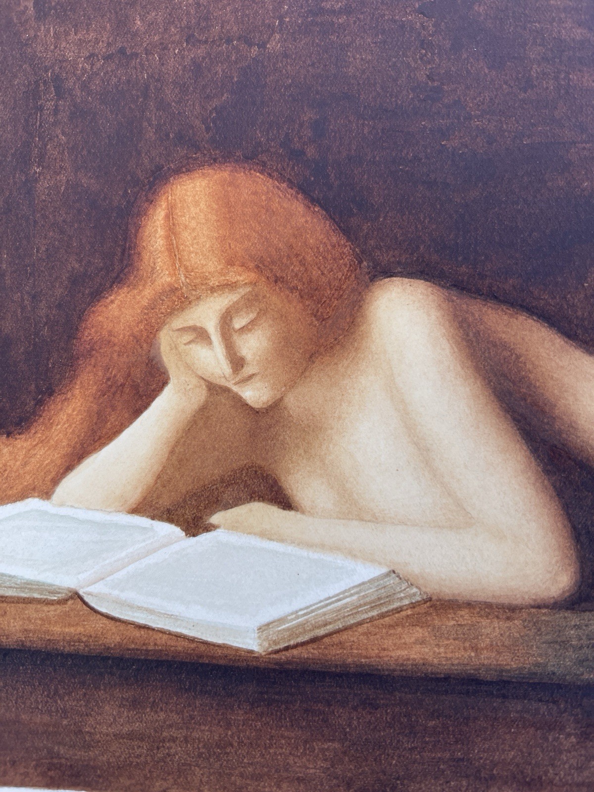 Painting & Drawing Watercolor Nude Woman Erotic Erotic Painting the Reader