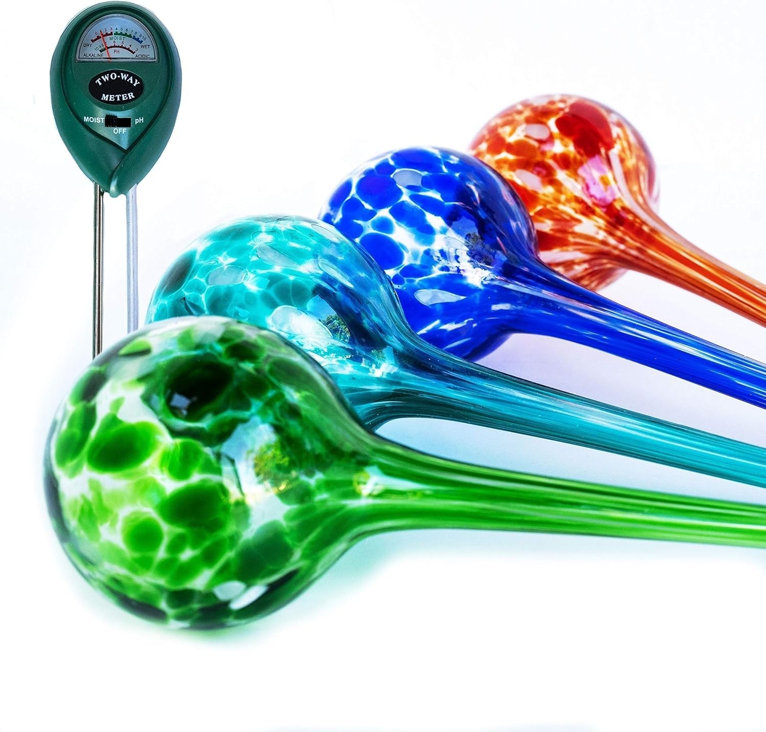 4pcs Aqua Glass Plant Watering Globes Automatic Self Watering Spike Bulbs Large 4pcs Aqua Glass Plant Watering Globes Automatic Self Watering Spike Bulbs Large