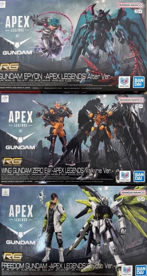 P-Bandai RG 1/144 Apex Legends Gundam Complete Set of 3 Japan New