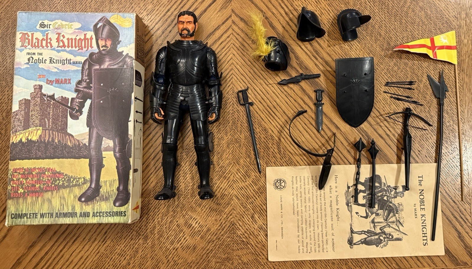 NICE Vintage Johnny West Marx UK Noble Knights Sir Cedric Black Knight RARE