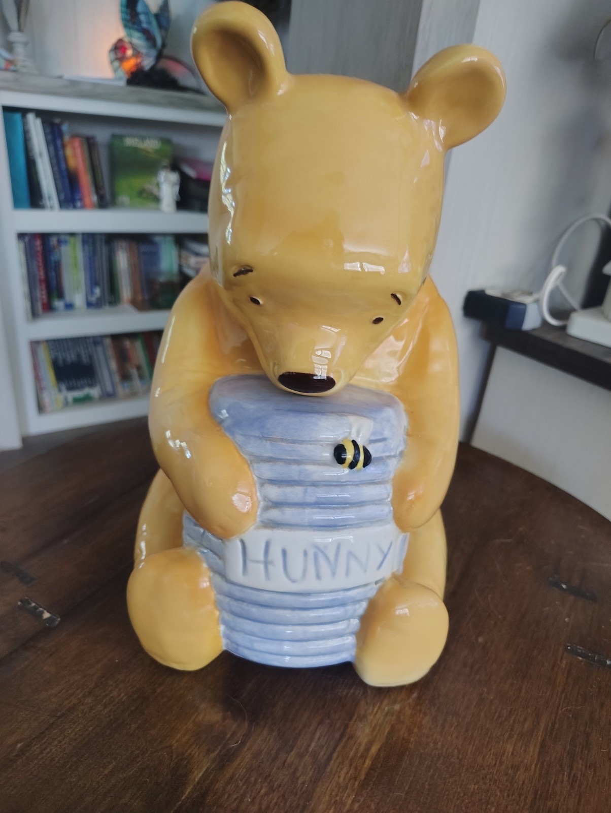 Disney Classic Winnie the Pooh w/ Hunny Honey Ceramic Cookie Jar Treasure Craft