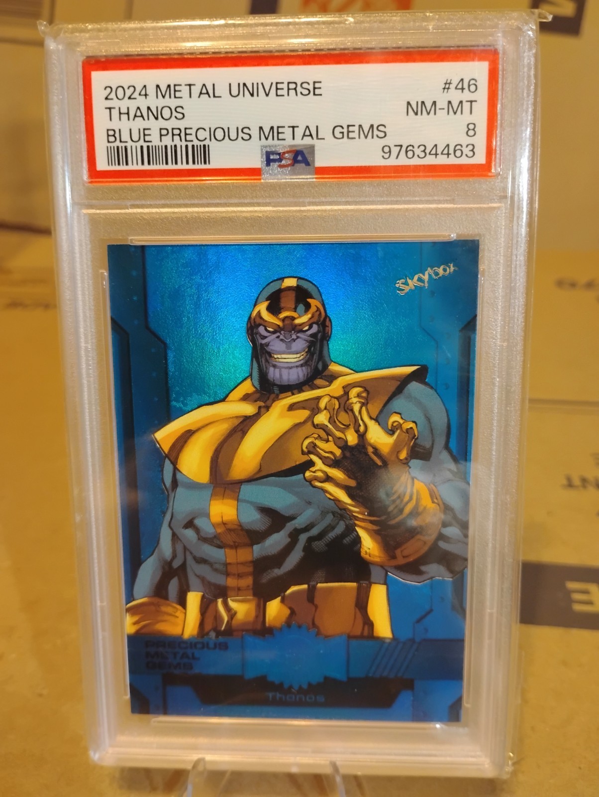 2024 Skybox Marvel Metal Universe Thanos Blue PMG 24/50 PSA 8 2024 Skybox Marvel Metal Universe Thanos Blue PMG 24/50 PSA 8