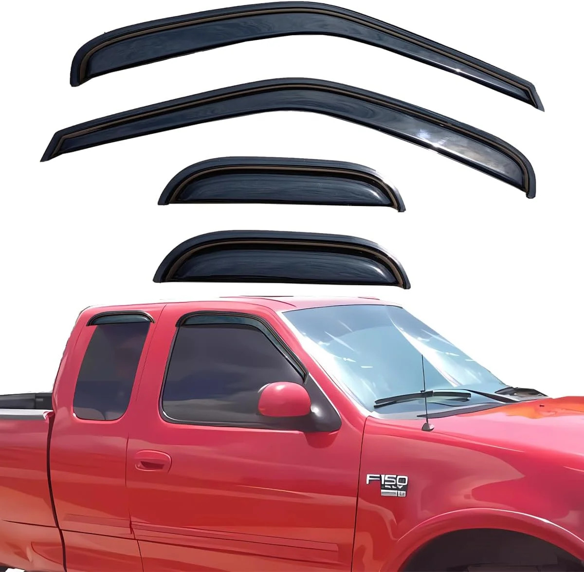 Window Rain Guards for 1997-2003 Ford F-150 & 1997-1999 F-250 Super/Extended Cab
