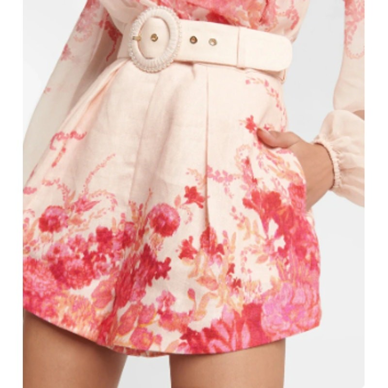 NEW Zimmermann High Tide Belted Pleated Floral Shorts size 0 US 4