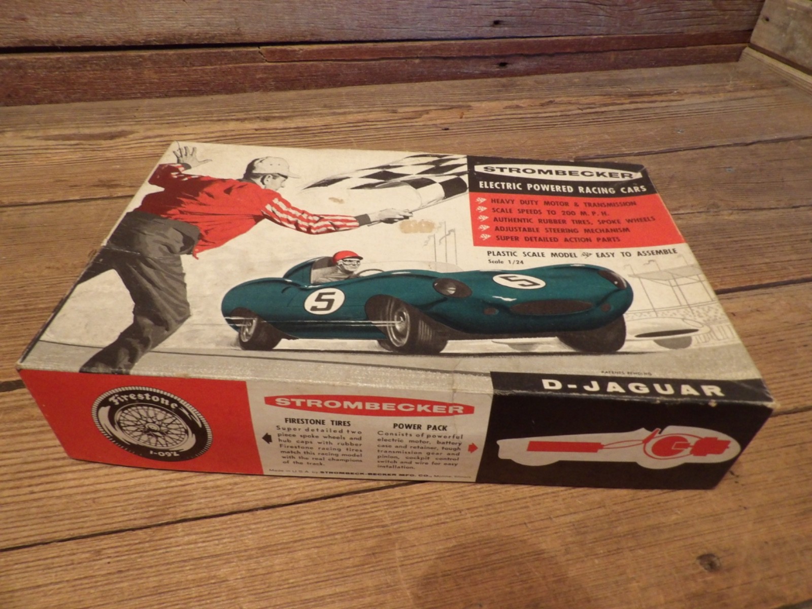 Vintage 1950's Strombecker D44 D-Jaguar Electric Car Model Kit Box - NEVER USED Vintage 1950's Strombecker D44 D-Jaguar Electric Car Model Kit Box - NEVER USED