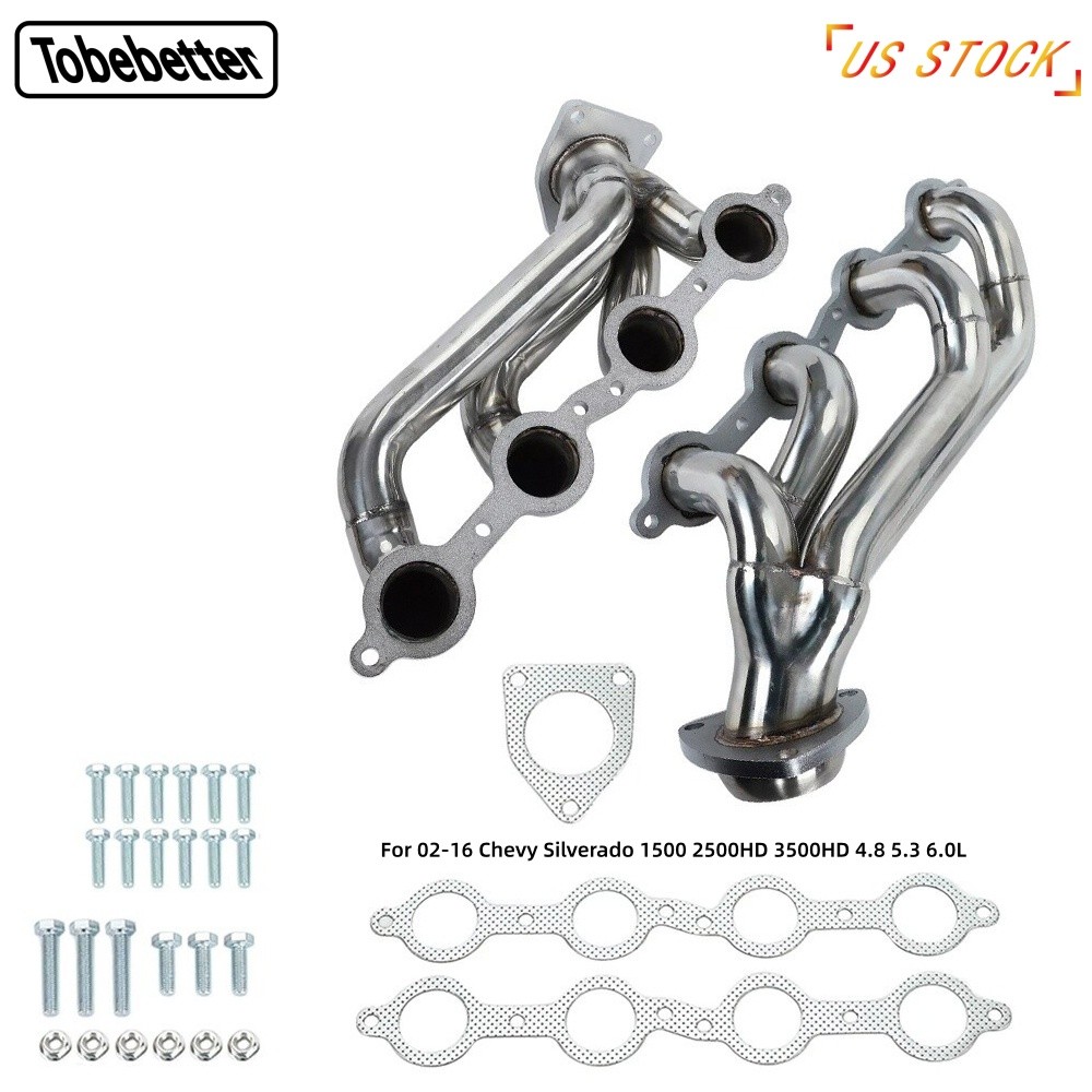 For 02-16 Chevy Silverado 1500/2500HD/3500HD 4.8 5.3 6.0L Shorty Exhaust Headers