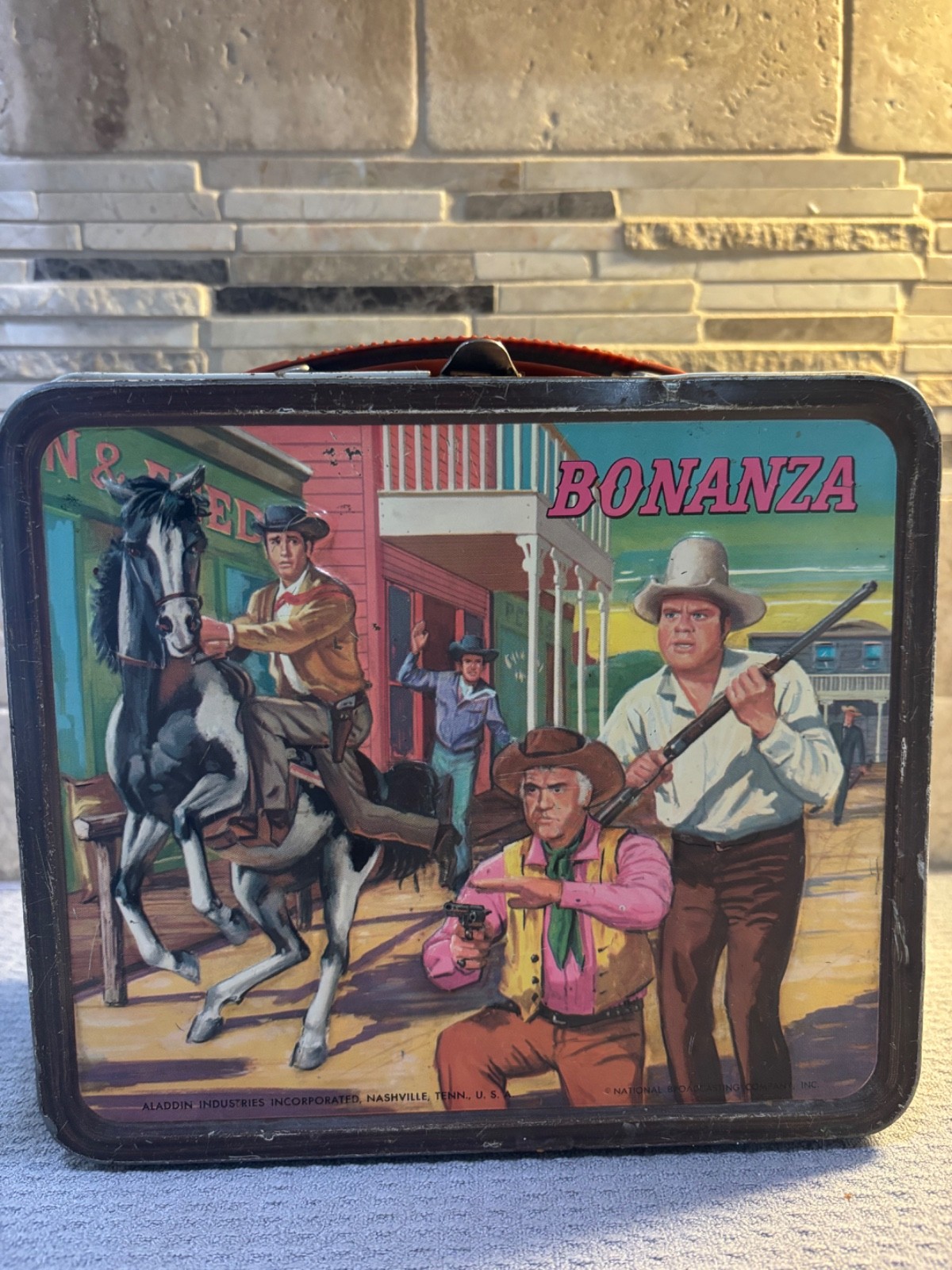 Vintage 1965 Bonanza Metal Lunchbox Aladdin TV Western No Thermos