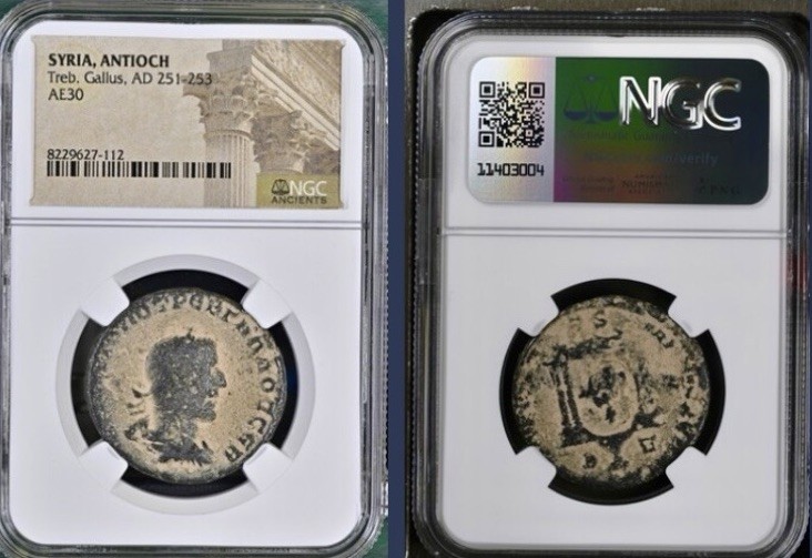 Emperor Trebonianus Gallus Ancient Roman Sestertius NGC Genuine 251-253AD Temple