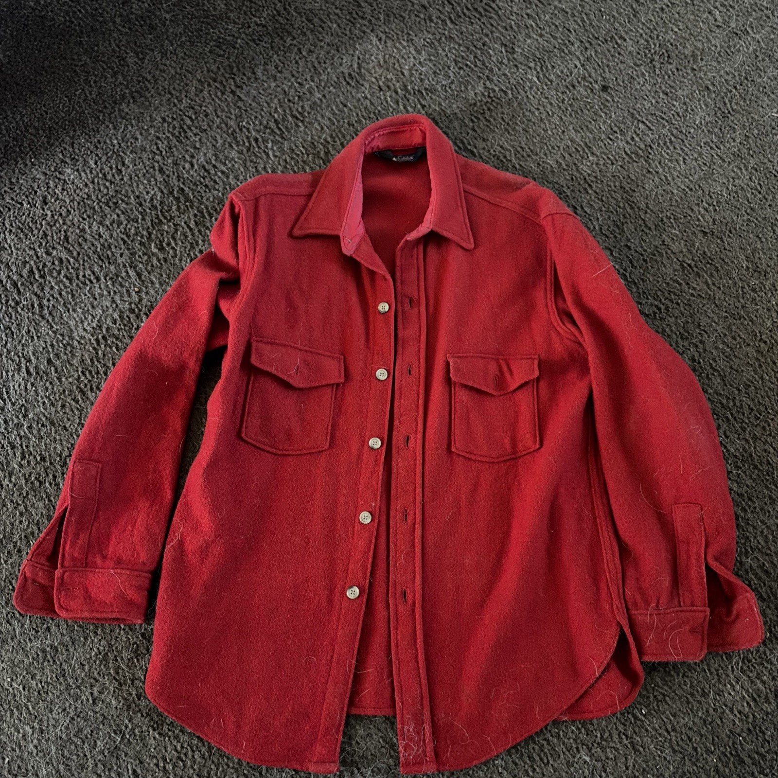 VINTAGE WOOLRICH MENS RED WOOL LUMBERJACK JACKET