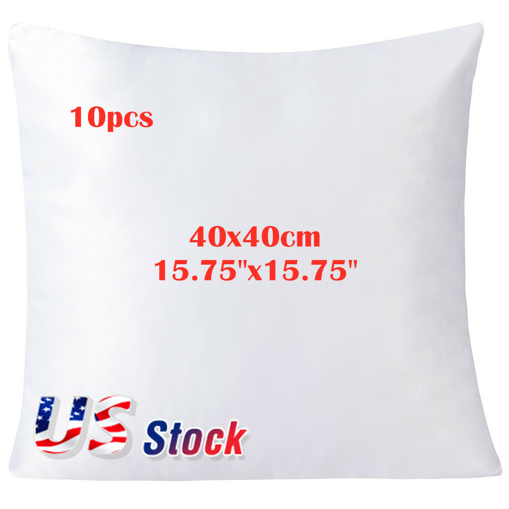 US Stock 10pcs/pack Plain White Sublimation Blank Pillow Case Fashion 40x40cm