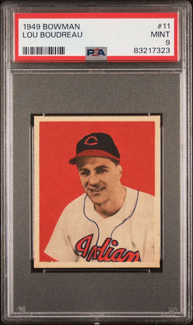 1949 Bowman #11 Lou Boudreau PSA 9 RC Rookie Cleveland Indians MG (7323) 1949 Bowman #11 Lou Boudreau PSA 9 RC Rookie Cleveland Indians MG (7323)