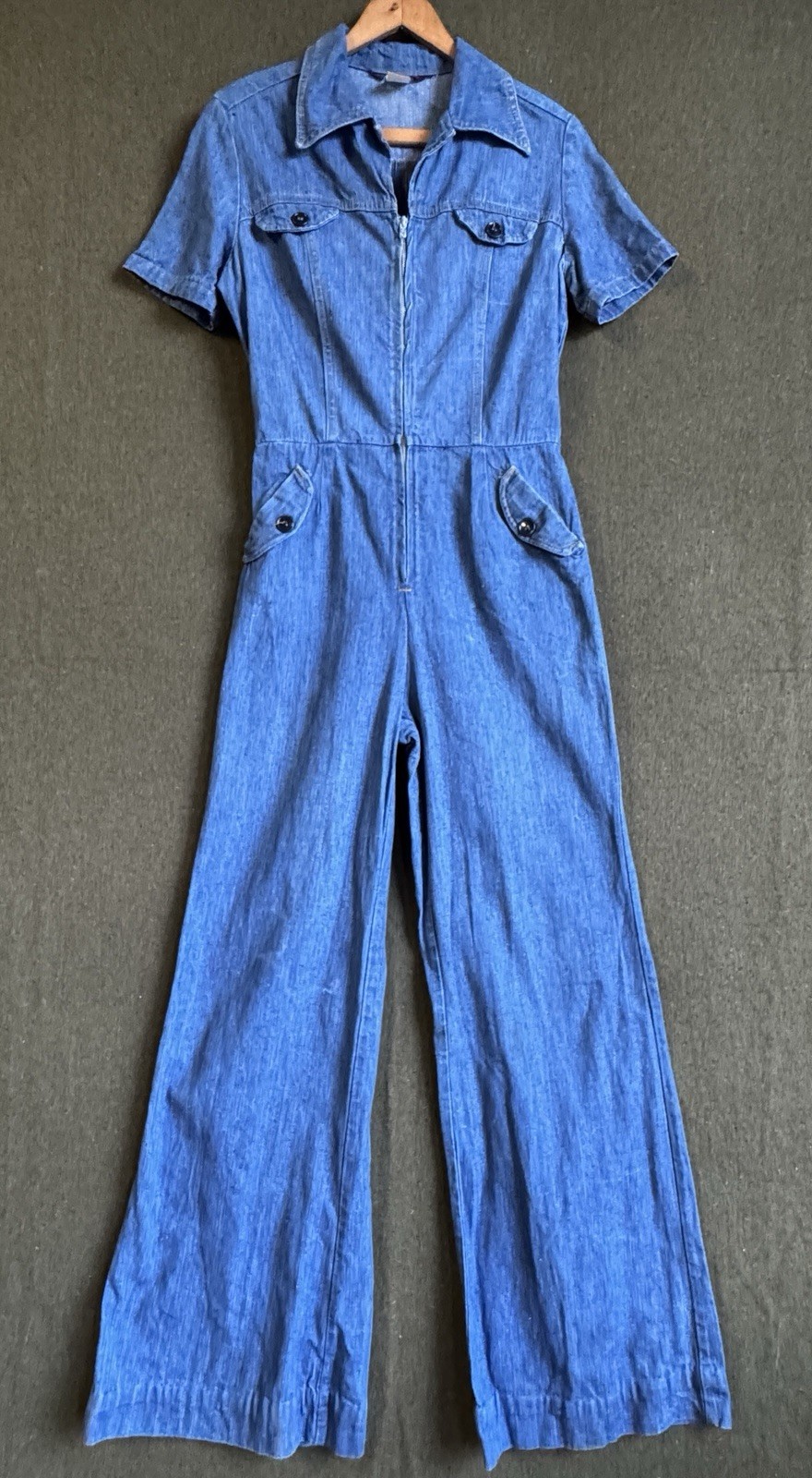 Vintage 70s Landlubber Denim Jumpsuit Overalls Flared Legs Women’s Sz 11