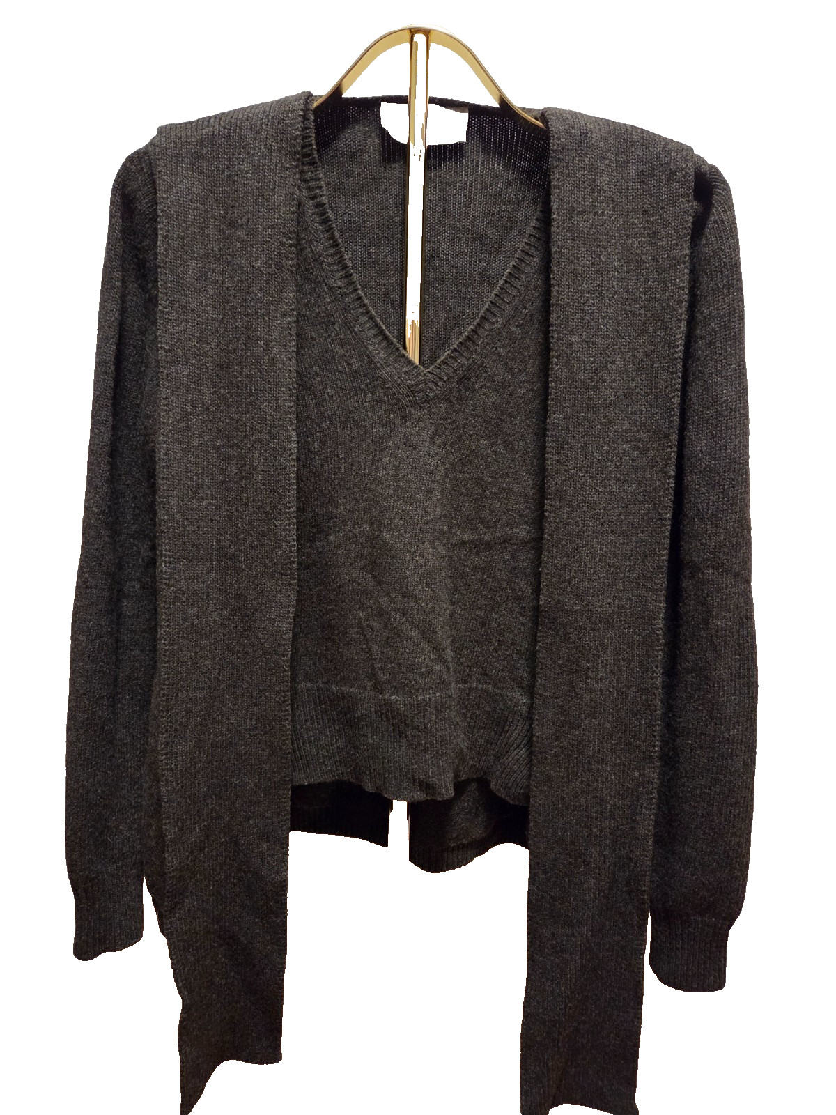 Vintage Yves Saint Laurent Multi-Way Convertible Knit Sweater Gray V-Neck Large 