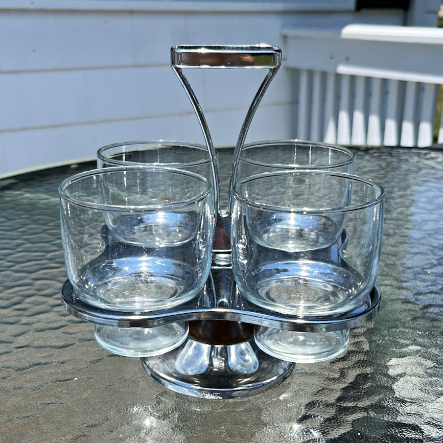 Vintage 50s/60s MCM Lazy Susan Glass Caddy