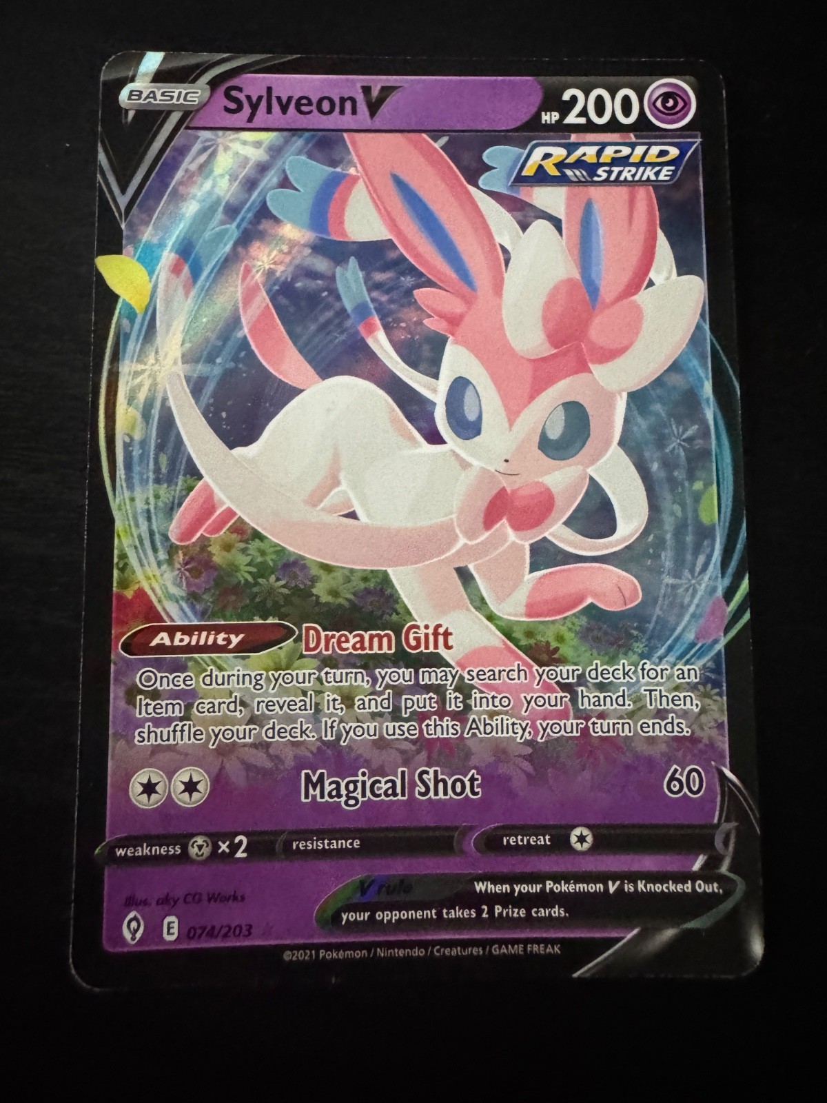 Pokemon TCG Sylveon V 074/203 Ultra Rare Evolving Skies Near Mint Pokemon TCG Sylveon V 074/203 Ultra Rare Evolving Skies Near Mint