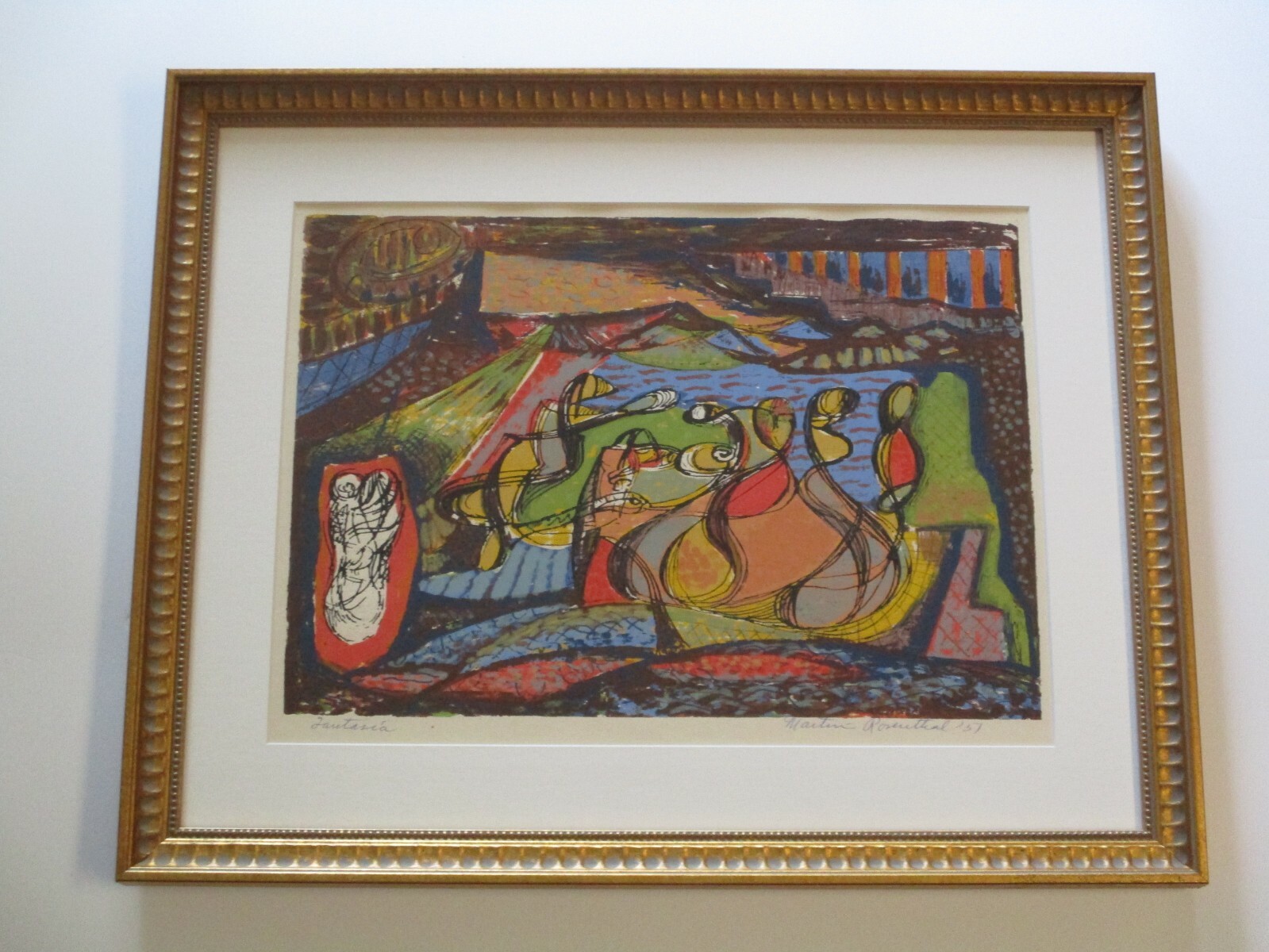 MARTIN ROSENTHAL SILKSCREEN SERIGRAPH MID CENTURY EXPRESSIONISM MODERNISM RARE