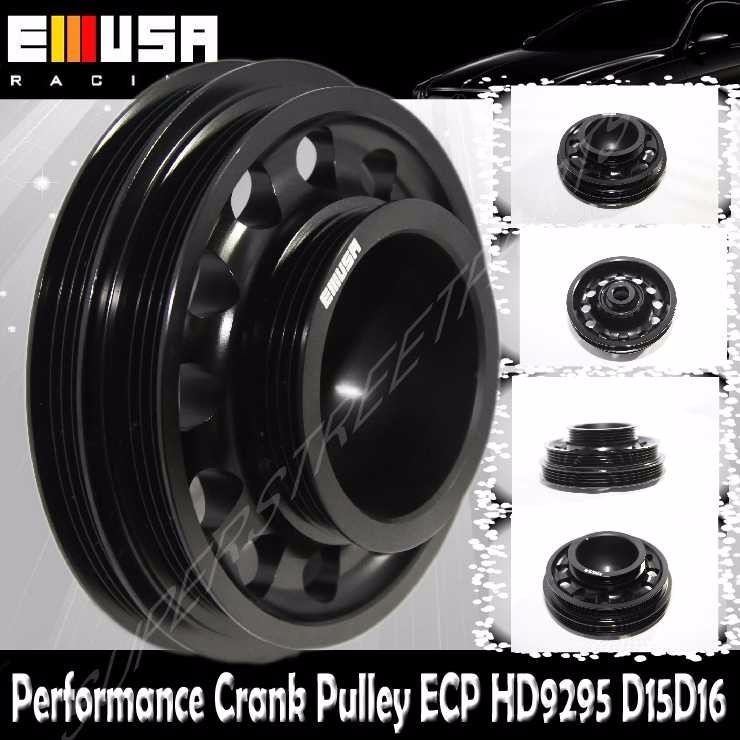 EMUSA Aluminum Performance Black Crank Pulley for 92-95 Civic SOHC D15D16 EMUSA Aluminum Performance Black Crank Pulley for 92-95 Civic SOHC D15D16