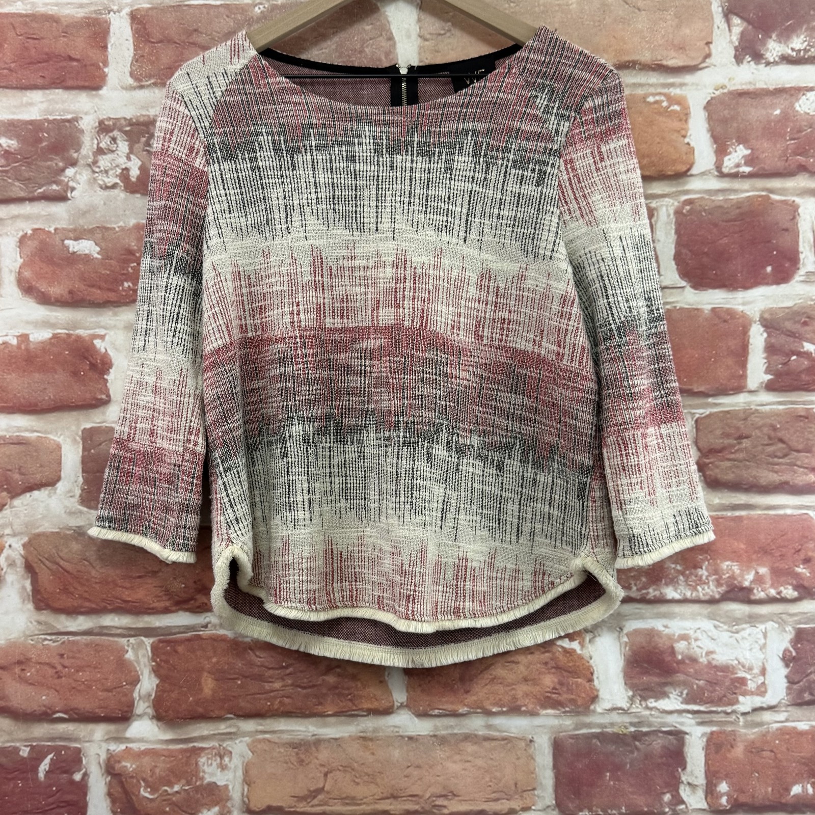 Anthropologie W5 Top Womens Small Multicolor Boho Abstract Textured Knit Shirt