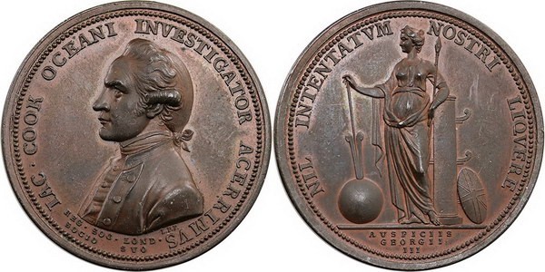 Captain Cook memorial medal by Pingo (1784)