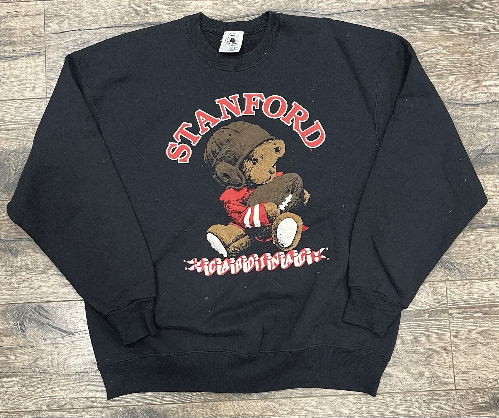Vintage 90s Stanford Cardinal Teddy Bear Embossed XL Crewneck Sweater Football