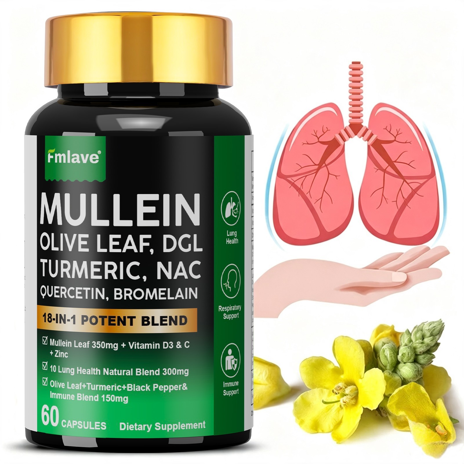 18-in-1 lung complex Mullein Extract Supplement, for Lungs Detox and Cleanse NAC 18-in-1 lung complex Mullein Extract Supplement, for Lungs Detox and Cleanse NAC
