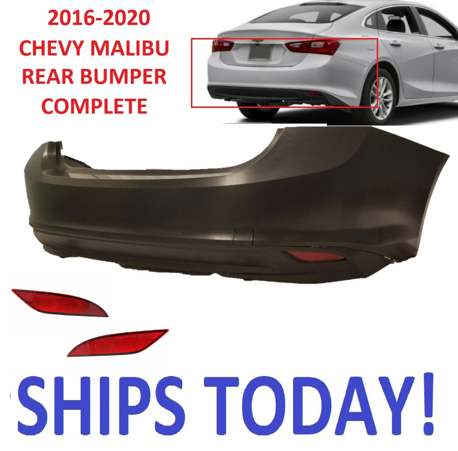 2016 2017 2018 2019 2020 Chevy Malibu rear bumper UPPER + LOWER reflectors 2016 2017 2018 2019 2020 Chevy Malibu rear bumper UPPER + LOWER reflectors