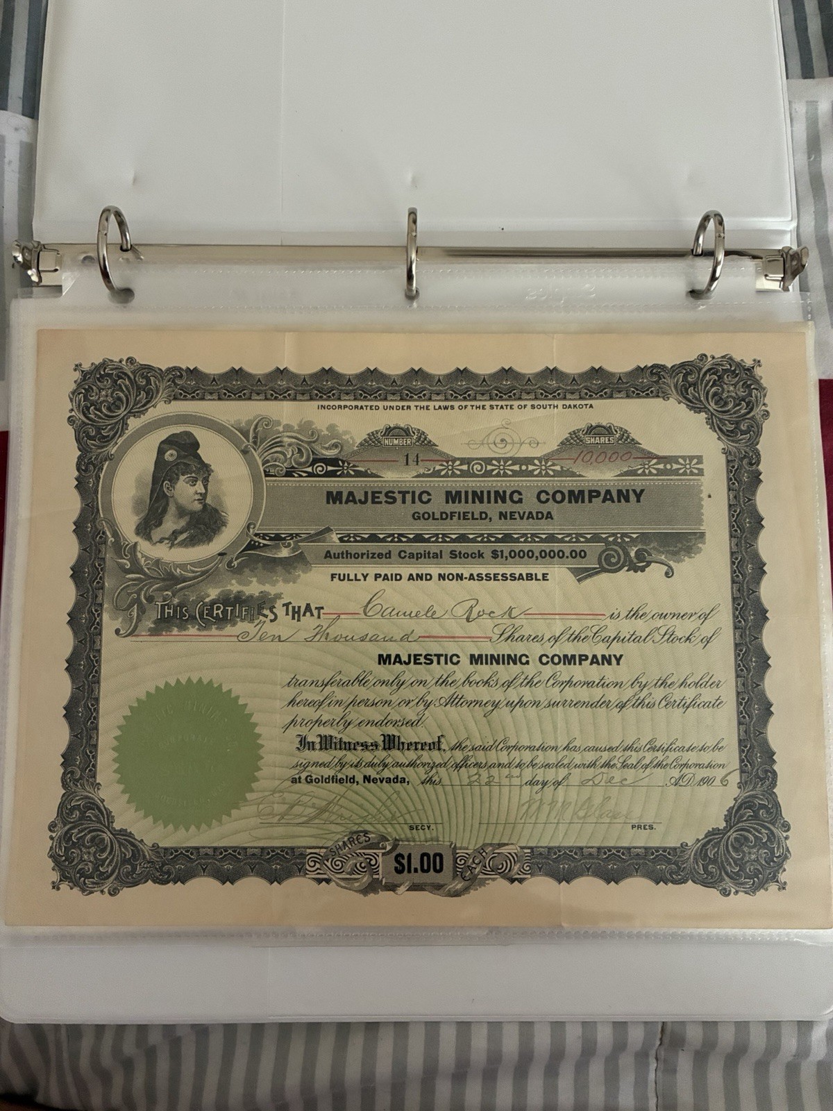 Vintage Mining Stock Certificate Lot Goldfield Nevada Red Top Majestic Holabird