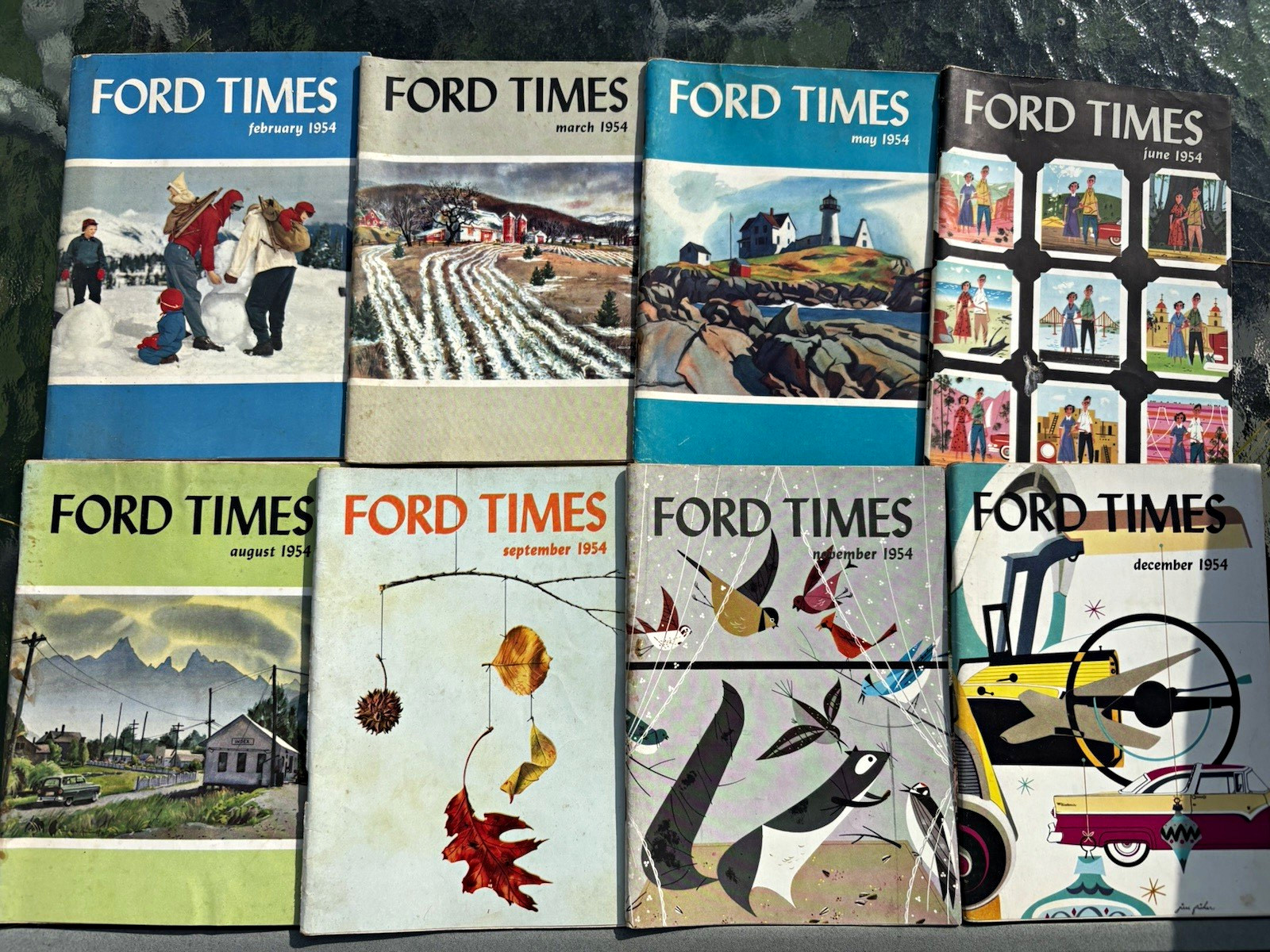 Ford Times Magazine Lot of 8 - 1954 Feb Mar May JunAug Sep Nov Dec Illustrated Ford Times Magazine Lot of 8 - 1954 Feb Mar May JunAug Sep Nov Dec Illustrated