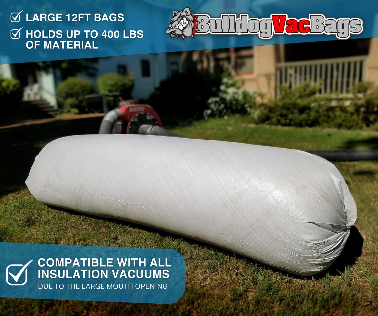 10 BulldogVacBags Multipurpose Insulation Removal Vacuum Bags No-Tear GUARANTEED