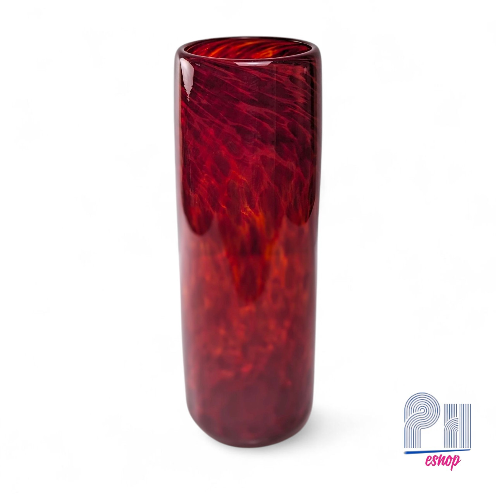 Catherine Benoit Hand Blown Glass Vase 9.5 Signed Garnet Red Cylinder Studio Art