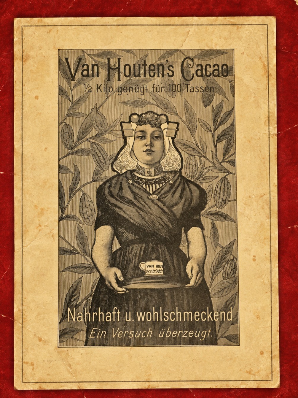 Antique c1900 Van Houten\'s Cacao Knorr Hafermehl German Advertising Print