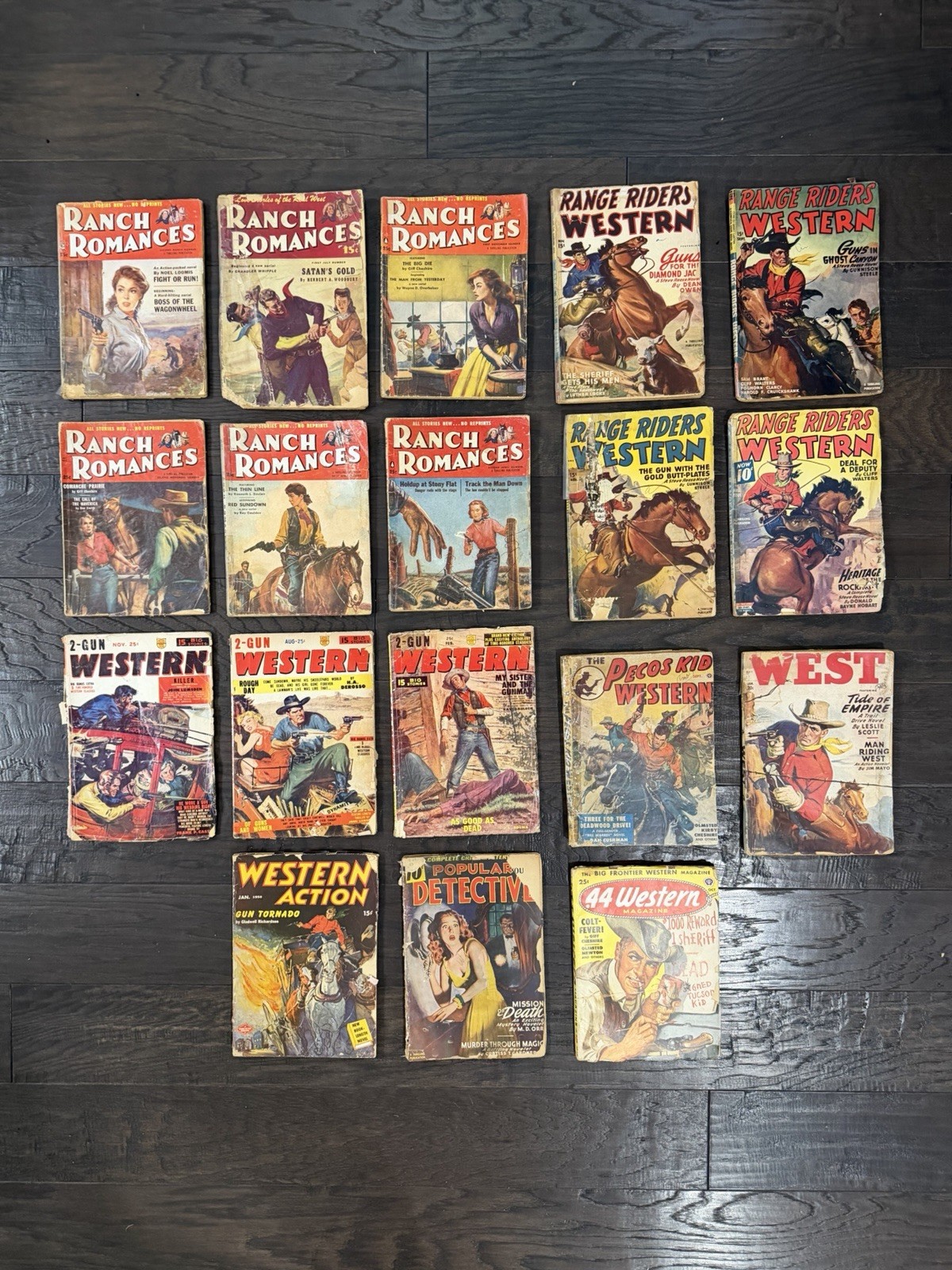 Lot of 18 Vintage Pulp Western Magazines 1950s Ranch Romances .44 Western Lot of 18 Vintage Pulp Western Magazines 1950s Ranch Romances .44 Western