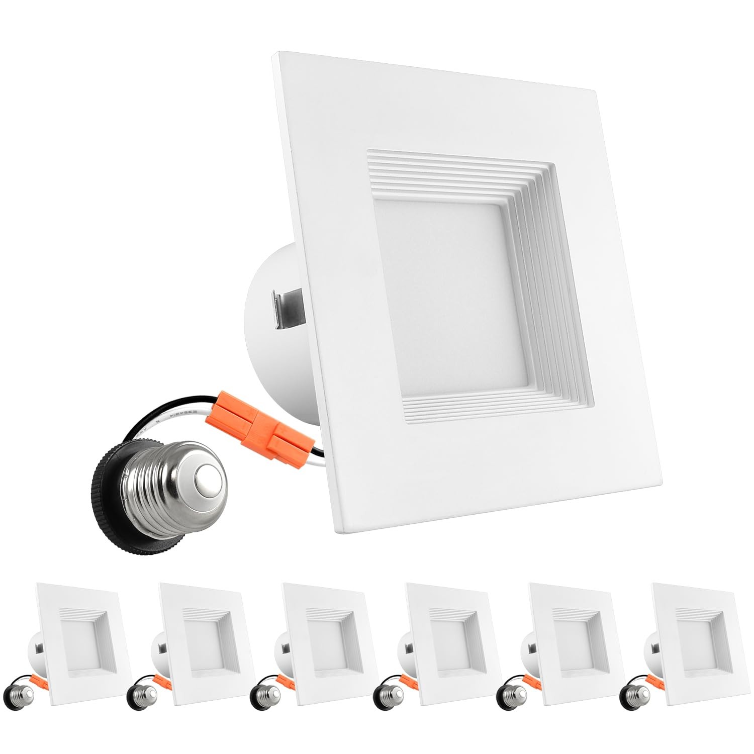 LUXRITE 4 Inch Square Recessed LED Can Lights 750 Lumens Wet Rated 6 Pack LUXRITE 4 Inch Square Recessed LED Can Lights 750 Lumens Wet Rated 6 Pack