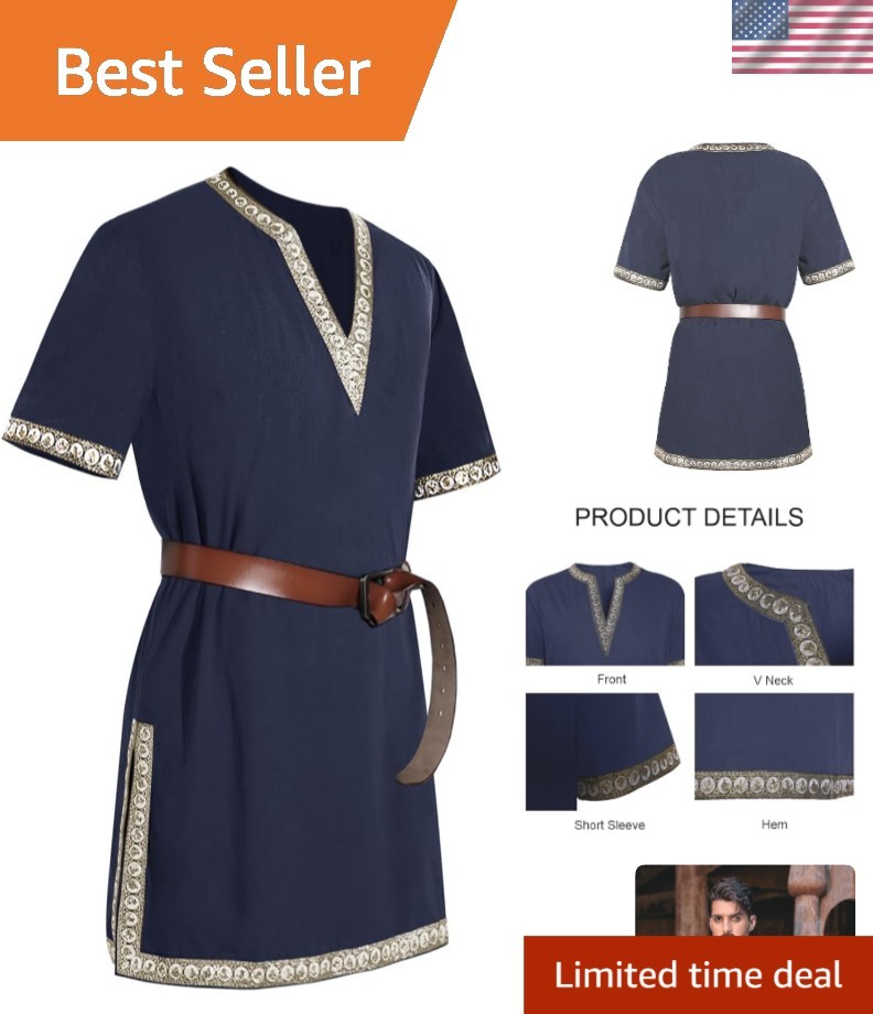 Elegant Men's Medieval Knight Tunic - Ideal for LARP & Halloween Events