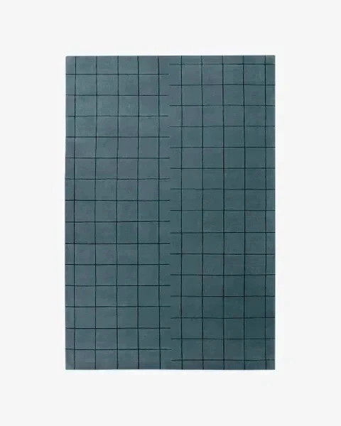 Share Hand-Tufted Wool Rug 9×12 ft - Nordic Knots Blue Design, Handmade Area Rug